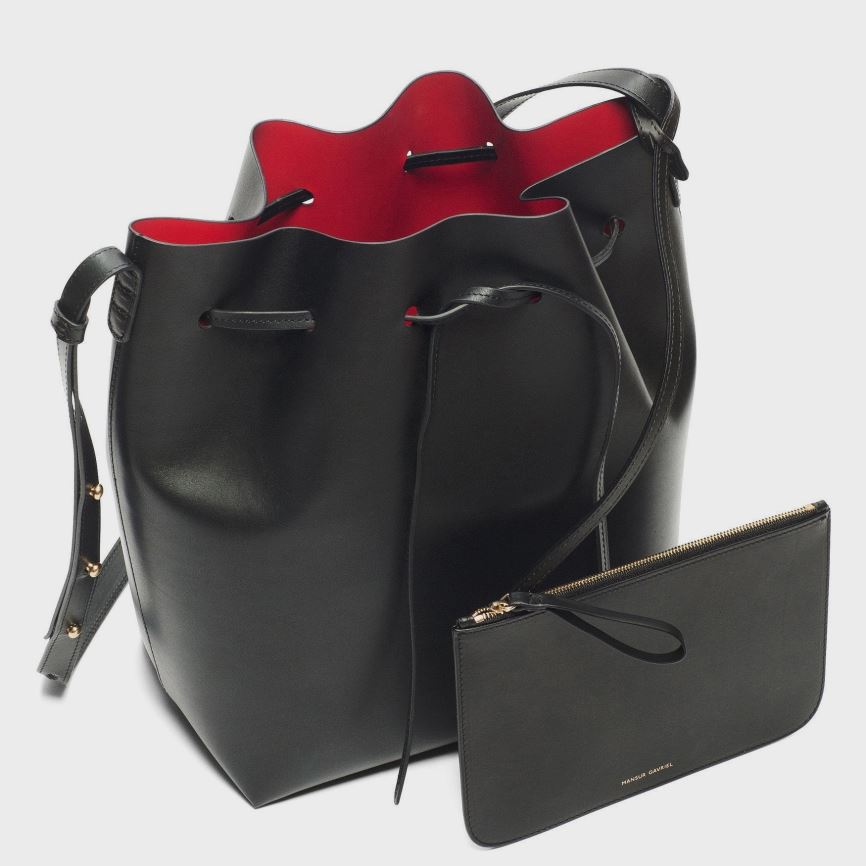 Women's Mansur Gavriel Vegetable Tanned Leather Bucket Bags Black | AU 5M76QE